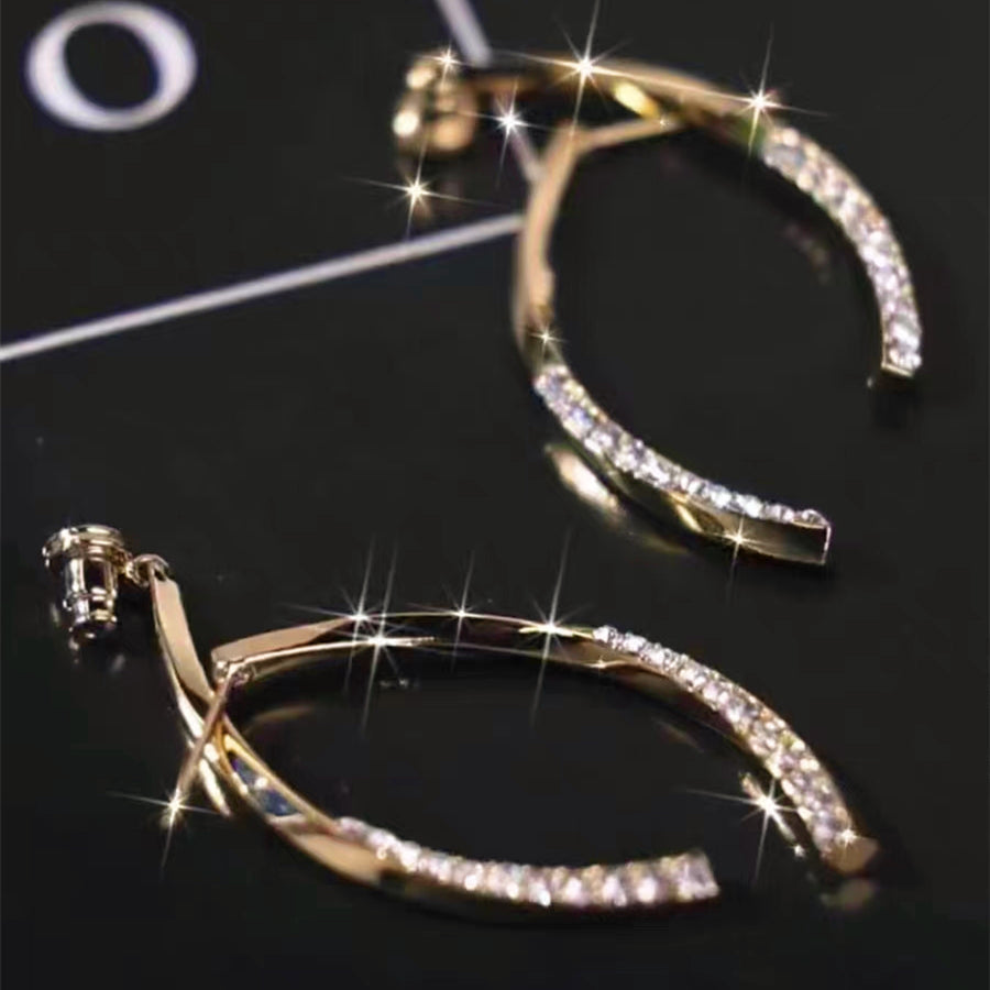 14K vergoldetes Kreuz Elegante Ohrringe