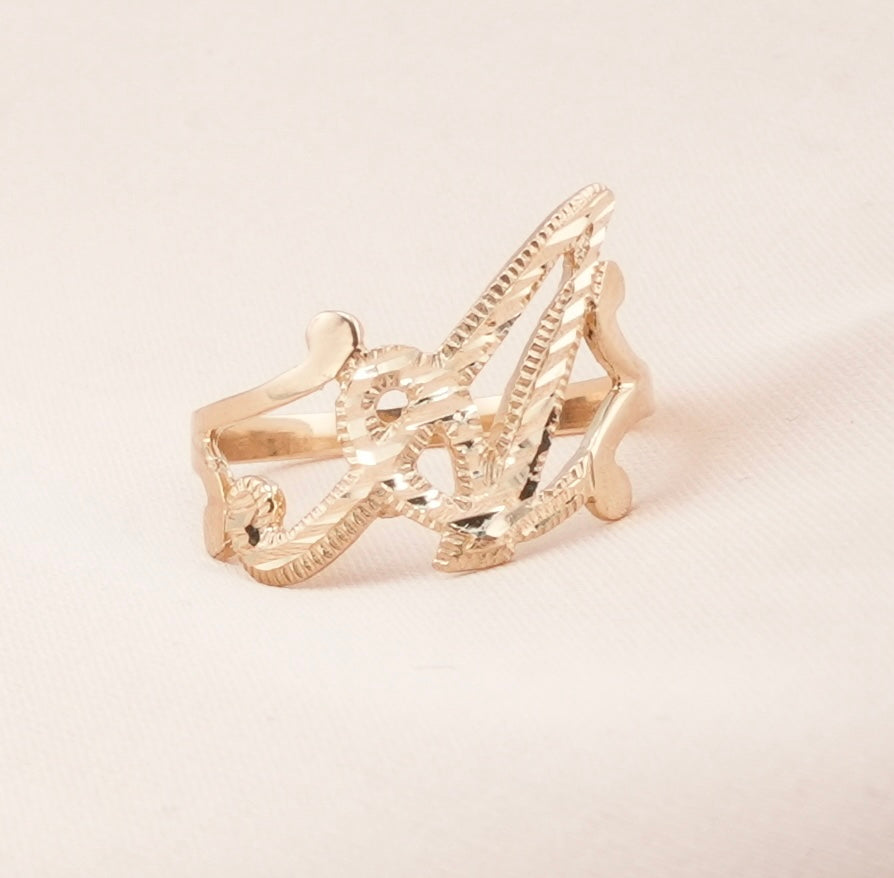 14k Gold Initiale Ring für Frauen