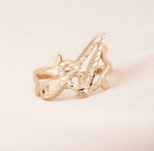 14k Gold Initiale Ring für Frauen